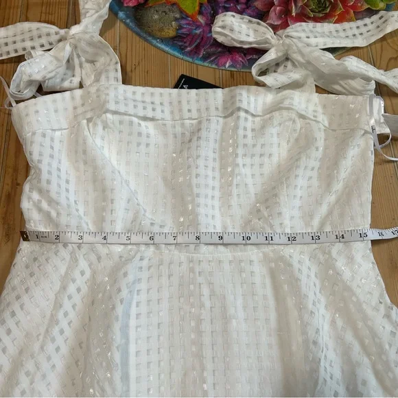 Lulus Forever Darling White Gingham Tie-Strap Mini Dress – Size Large– NWT - Picture 6 of 8